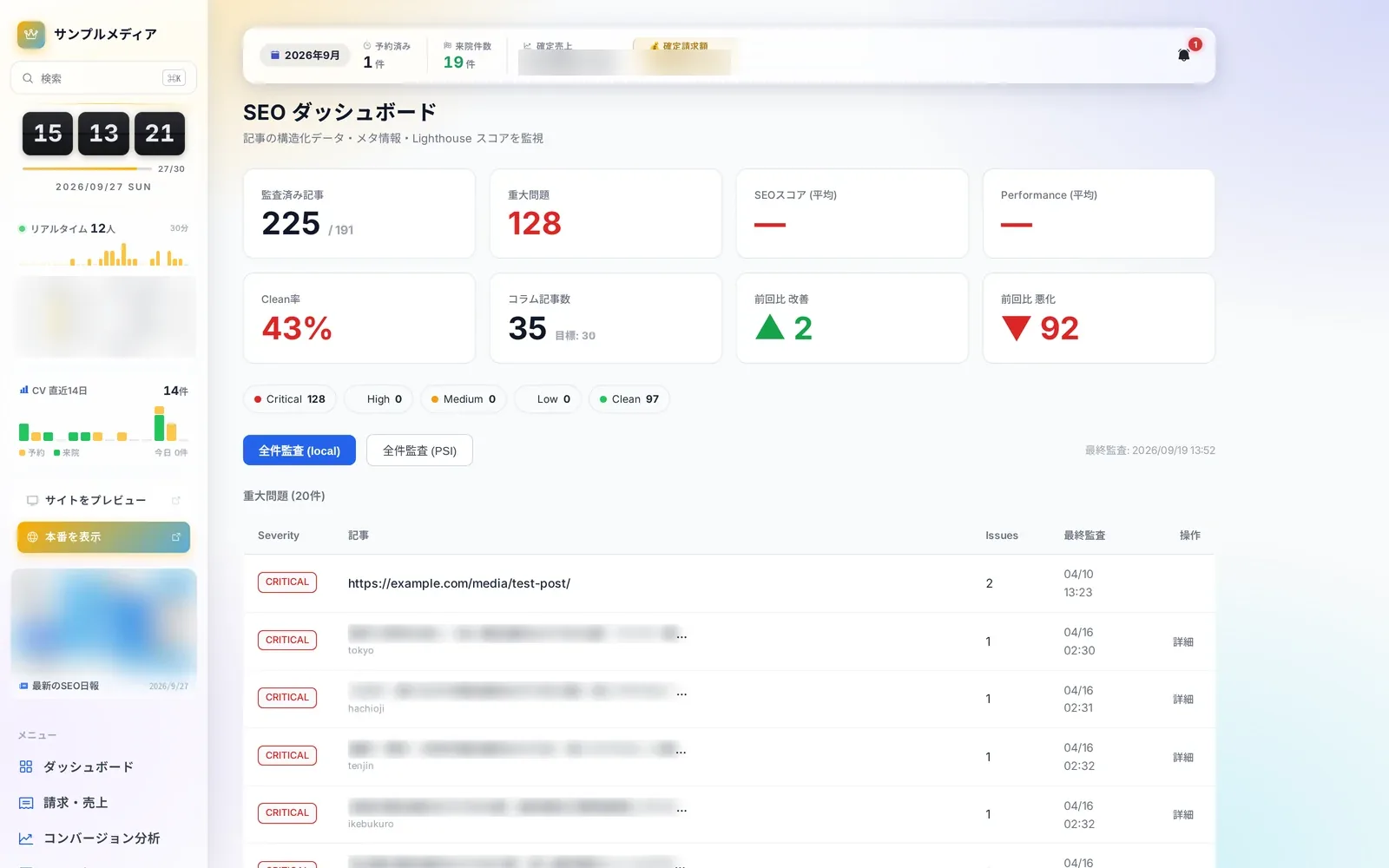 SEO ダッシュボード